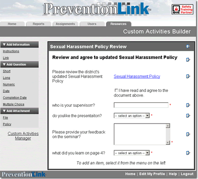 Custom Activities Builder Screenshot