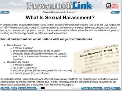 Training course sample page